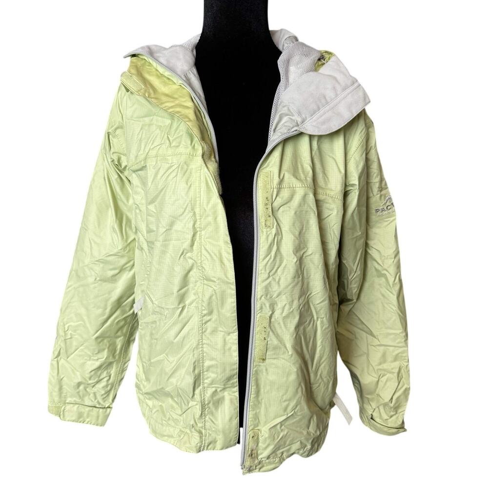 Pacific Trail Pac Tech Rain Jacket Lime Green Gorpcore Windbreaker Hooded Small